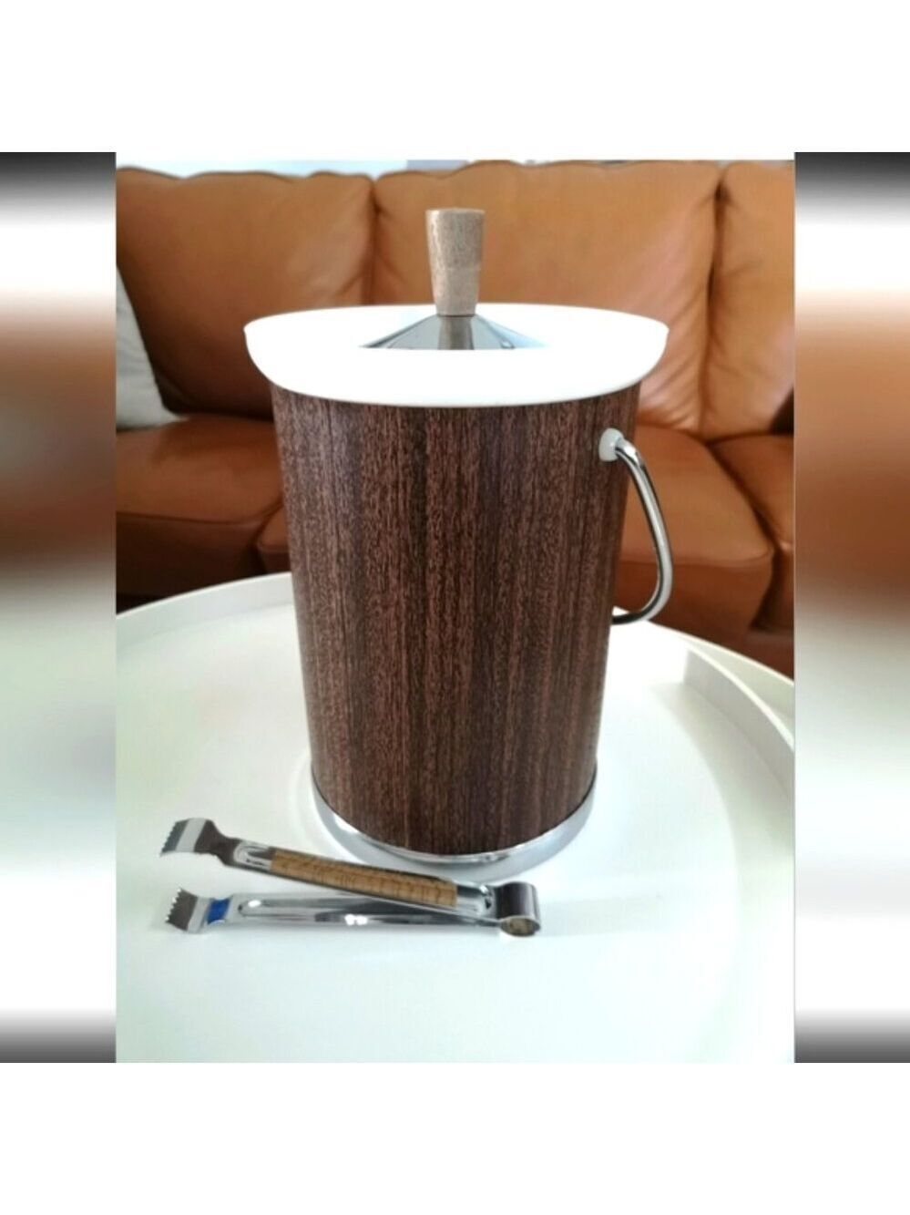 Kromex mid century modern champagne/ice bucket with tongs. Vintage 60's design.